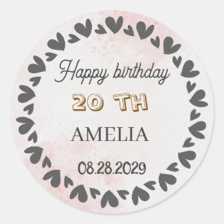 Modern Floral Birthday | Elegant Flower Design  Ronde Sticker