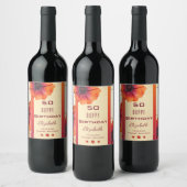 Modern Floral Birthday Wine Label Wijn Etiket (Flessen)