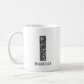 Modern Floral Black and White Initiaal I en Name Koffiemok (Links)