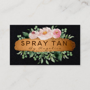 Modern Floral Black en Bronze Mobile Spray Tan Visitekaartje