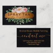 Modern Floral Black en Bronze Mobile Spray Tan Visitekaartje (Voorkant / Achterkant)