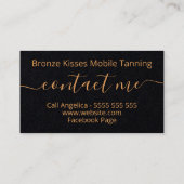 Modern Floral Black en Bronze Mobile Spray Tan Visitekaartje (Achterkant)