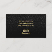 Modern Floral Black Glitter Beauty Salon Visitekaartje (Achterkant)