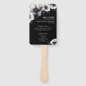 Modern Floral Black huwelijksceremonie programma Handwaaier (Voorkant)