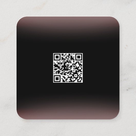 Modern Floral Black met QR-code Vierkante Visitekaartje (Achterkant)