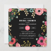 Modern Floral Black | Roze | BLAUWGROEN VRIJGEZELL Kaart (Voorkant)