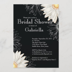 Modern Floral Black White Daisy Vrijgezellenfeest Kaart