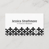 Modern Floral Black White Flower Pattern Visitekaartje (Voorkant)