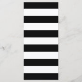 Modern Floral Black White Striped | Menu Weddensch (Achterkant)