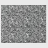 Modern Floral Black White Wrapping Paper Cadeaupapier (Vlak)