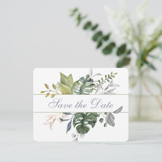 Modern Floral | Blauw en groen | Datum opslaan (Staand voorkant)