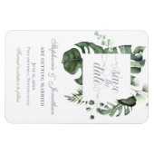 Modern Floral | Blauw en groen sparen de Datum Wed Magneet (Horizontaal)