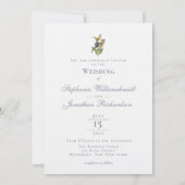 Modern Floral |Blauw en groen | Weddenschap Kaart (Achterkant)