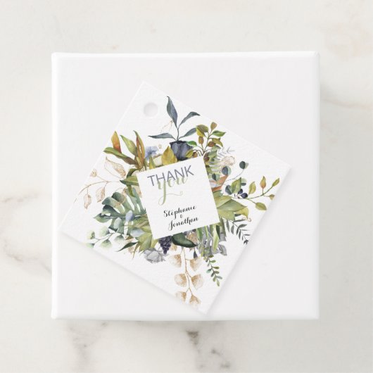 Modern Floral | Blauw- en groene vetmerken Bedankjes Labels (In situ)