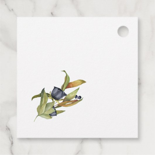 Modern Floral | Blauw- en groene vetmerken Bedankjes Labels (Achterkant)