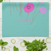 Modern Floral Blauwgroen Theedoek (Gevouwen)