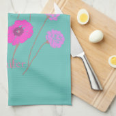 Modern Floral Blauwgroen Theedoek (Quarter Fold)