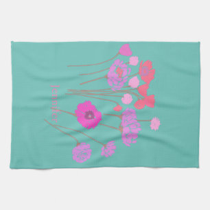  Modern Floral Blauwgroen Theedoek