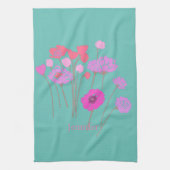 Modern Floral Blauwgroen Theedoek (Verticaal)
