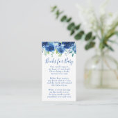 Modern Floral Blue Boy boekt Baby shower Informatiekaartje (Staand voorkant)