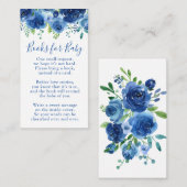 Modern Floral Blue Boy boekt Baby shower Informatiekaartje (Voorkant / Achterkant)