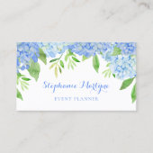 Modern Floral Blue Hydrangea Foliage Waterverf Visitekaartje (Voorkant)