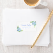 Modern Floral Blue Hydrangea Waterverf Adres Etiket (Insitu)