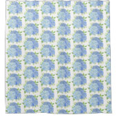 Modern Floral Blue Hydrangea Waterverf Pattern Douchegordijn (Voorkant)