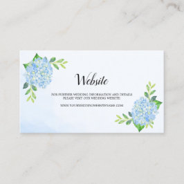 Modern Floral Blue Hydrangea Wedding Website Visitekaartje