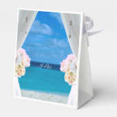 Modern Floral Blue Ocean Beach Wedding Bedankdoosjes (Achterkant)