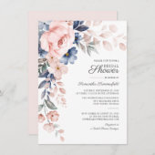 Modern Floral Blue Pink Botanical Vrijgezellenfees Kaart (Voorkant / Achterkant)