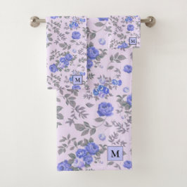 Modern Floral Blue Roos Bad Handdoek