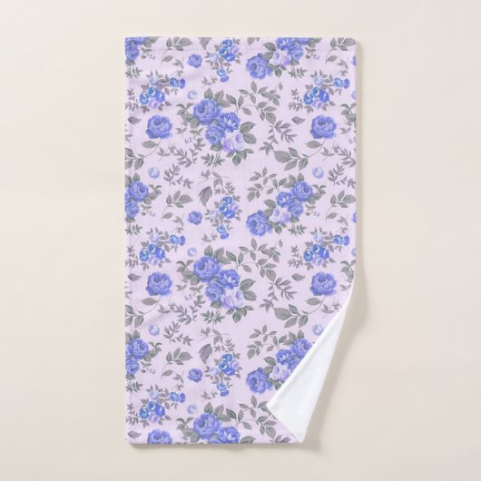 Modern Floral Blue Roos Bad Handdoek (Handdoek)