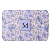 Modern Floral Blue Roos Badmat (Voorkant)