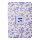 Modern Floral Blue Roos Badmat (Voorkant Verticaal)
