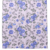 Modern Floral Blue Roos Douchegordijn (Voorkant)