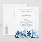 Modern Floral Blue Waterverf Flowers Wedding Uitnodiging Briefkaart (Voorkant / Achterkant)