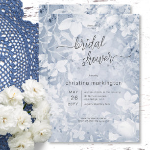 Modern Floral Blue & White Vrijgezellenfeest Kaart