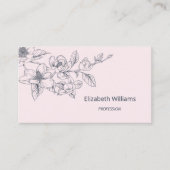 Modern Floral Blush Pink Magnolia | QR-code Visitekaartje (Voorkant)