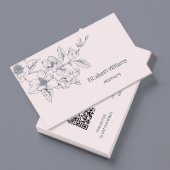Modern Floral Blush Pink Magnolia | QR-code Visitekaartje