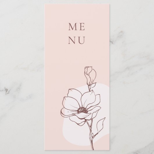 Modern Floral Bohemen Roos Wedding Menu (Voorkant)