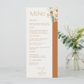 Modern Floral Bohemian Terracotta Wedding Menu (Staand voorkant)