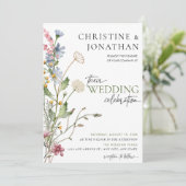Modern Floral Boho | Wilde bloemen bruiloft Kaart (Staand voorkant)
