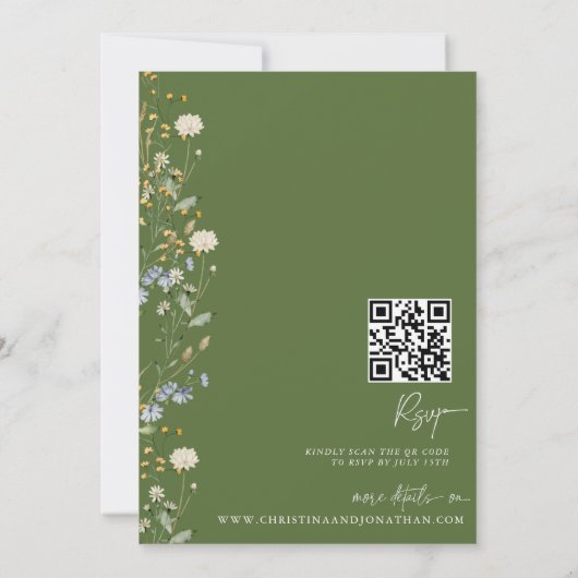 Modern Floral Boho | Wilde bloemen bruiloft Kaart (Achterkant)