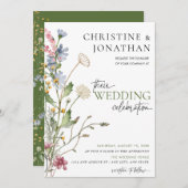 Modern Floral Boho | Wilde bloemen bruiloft Kaart (Voorkant / Achterkant)