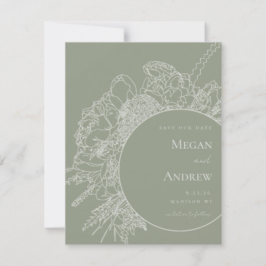 Modern Floral Boquet Save the Date (Voorkant)