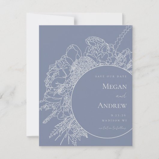 Modern Floral Boquet Save the Date (Voorkant)