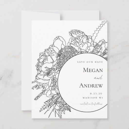 Modern Floral Boquet Save the Date (Voorkant)