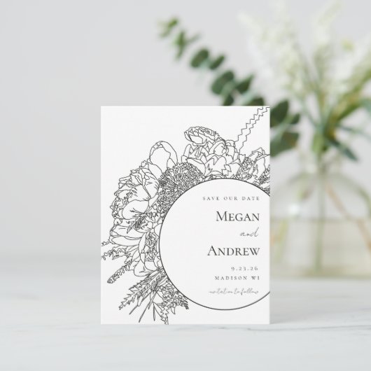 Modern Floral Boquet Save the Date (Staand voorkant)