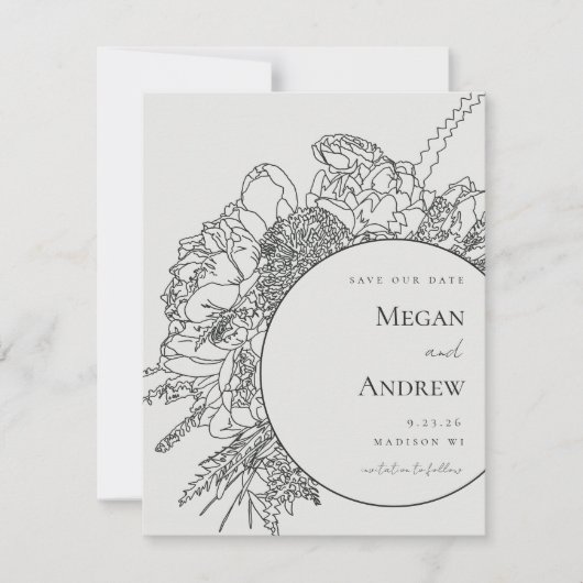 Modern Floral Boquet Save the Date (Voorkant)